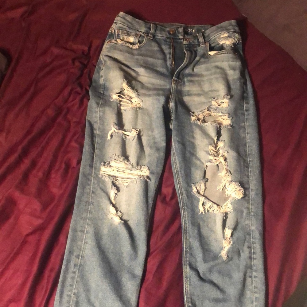 American eagle ripped stretch curvy mom jeans